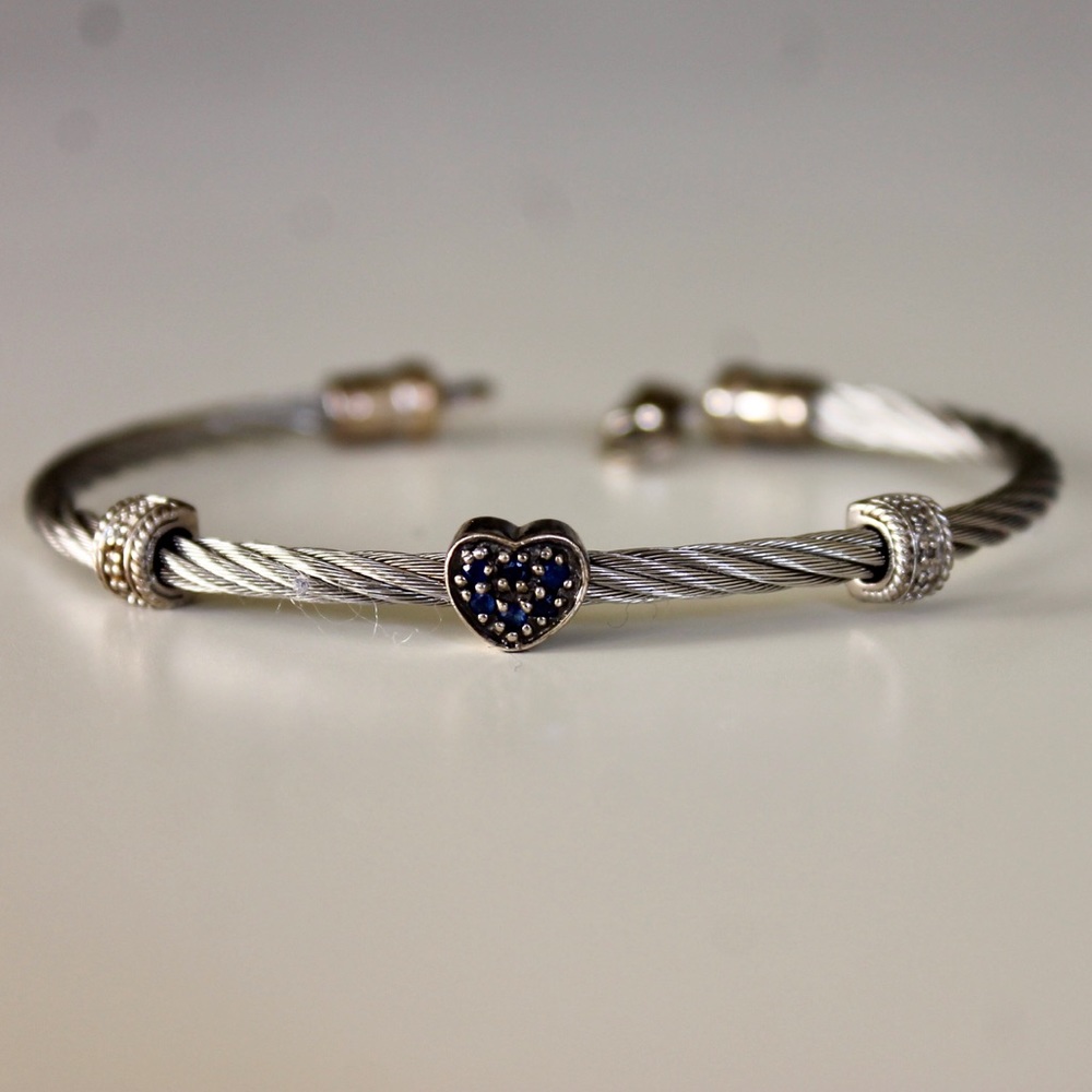 Cable bracelet barley worn.